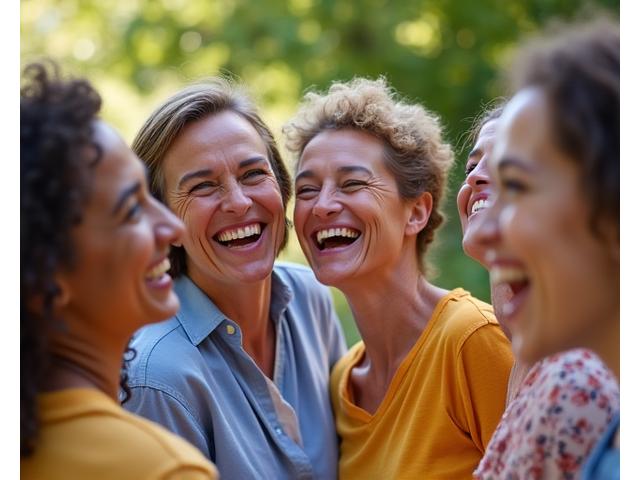 リトリート中に笑い合う多様なグループ